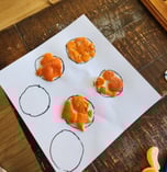 The mandarin peel covers 4 circles with the same radius as the sphere